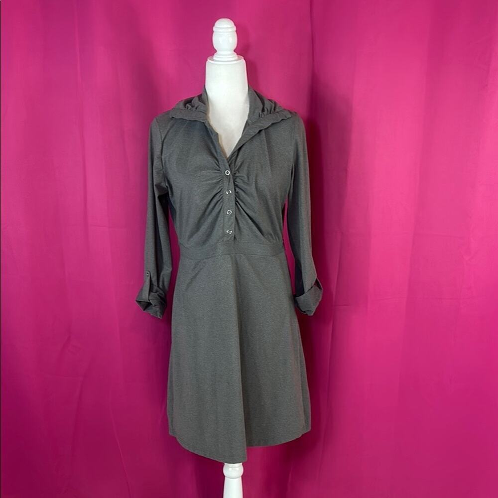 Tehama jersey knit grey shirt dress, med